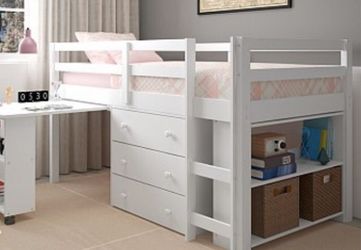 Loft bed with mattress