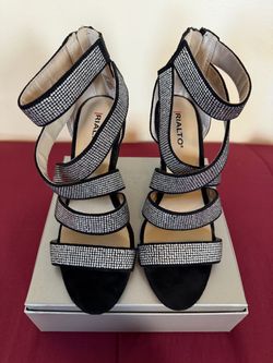 Black Strappy Evening Heels
