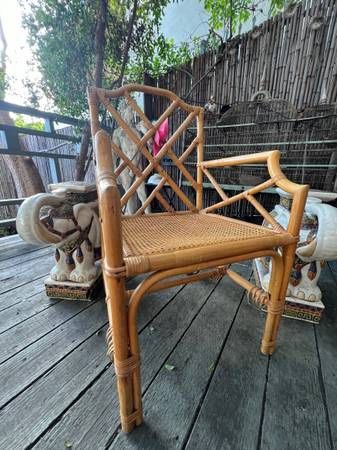 Vintage bamboo cane chippendale arm chair