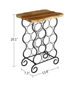 Wine Rack End Table, Stackable Metal Wine Rack Holds Up to 13 Bottles, Wine Storage Organizer