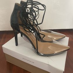 Clear Rainforest Green/black Heels