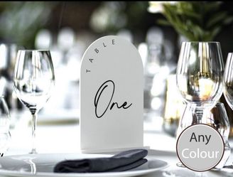 NEW 7 White Acrylic Table Numbers 1-7. .   