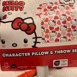 SANRIO HELLO KITTY PILLOW & THROW Blanet SET 40” X50” 