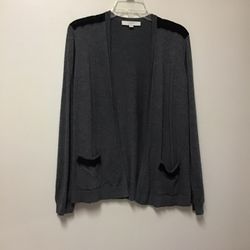 Women’s LOFT Cotton/rayon/nylon gray open cardigan Sweater with 2 front pockets… Size-large