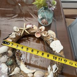 Seashell Wreath and Vase With Seashells 