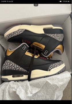 AIR JORDAN 3 RETRO Women – Black/Fire Red-metallic Gold-cement Grey  Size 5