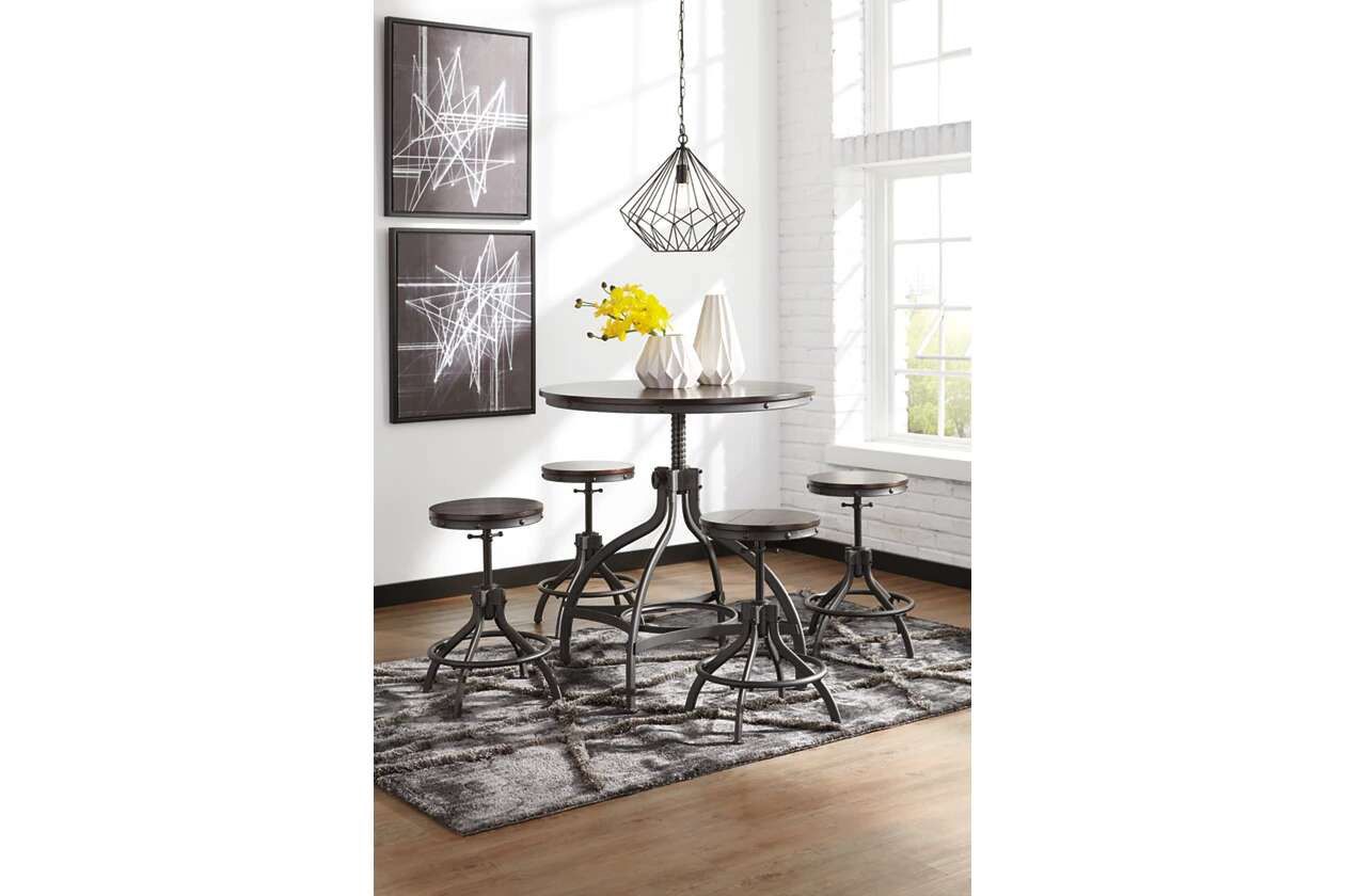 Casual Style | Dining Room Furniture | Counter Height Table and 4 Bar Stools | in Brown Finish