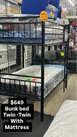 $599 BUNKBED T-T.  With mattress