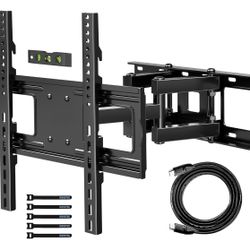 Full Motion TV Wall Mount for 23-70 Inch TVs, Hold up to 99 lbs, Max VESA 400x400mm, Swivel Tilt Dual Arms, Adjustable Viewing Angle, Fits 16" Wood St
