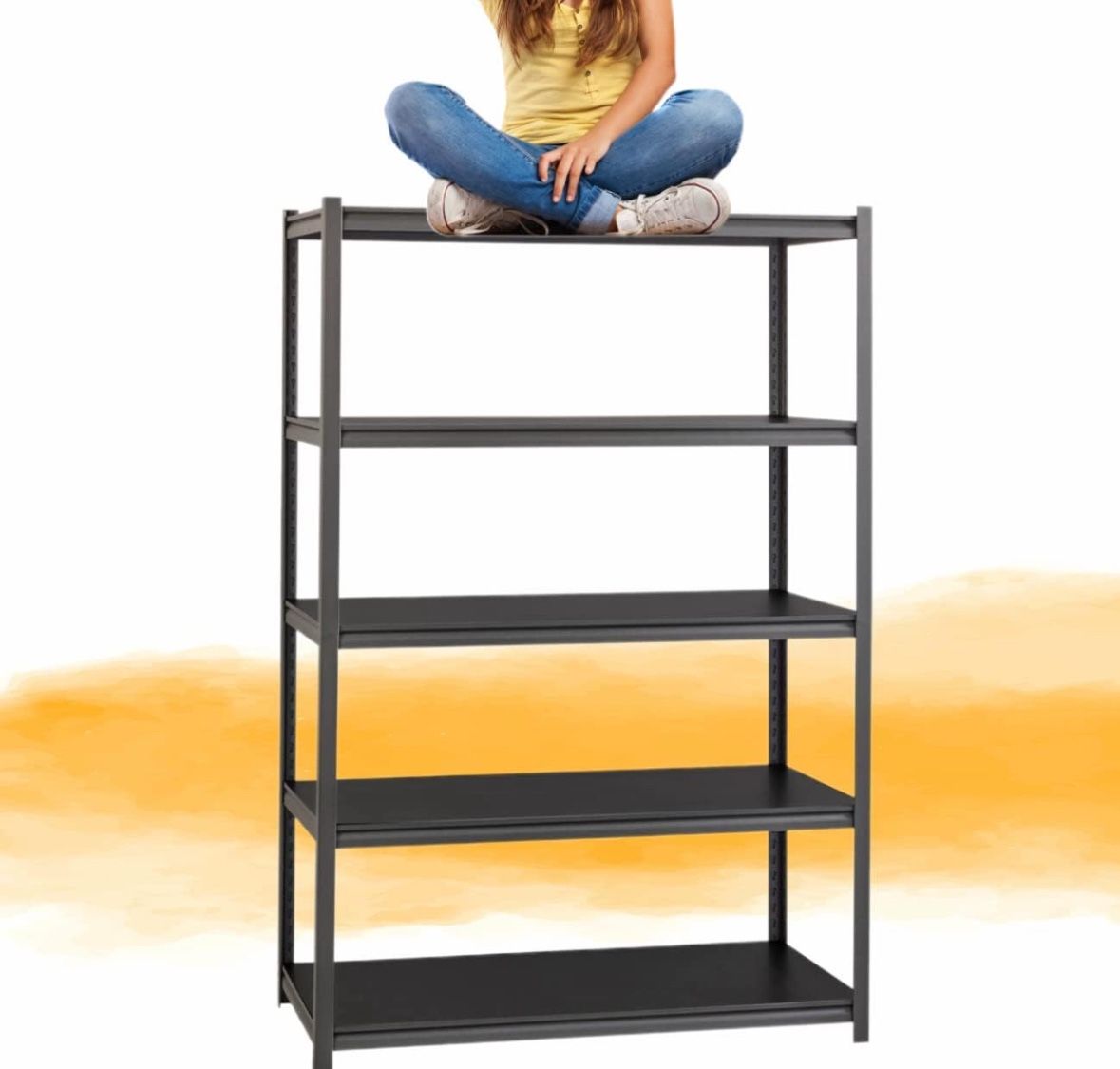 Rigma 5 Tier Garage Shelf, Heavy Duty Steel Shelving Unit, Adjustable Metal Multi-use Storage Rack, Shelves for Garage Kitchen Office Warehouse Indust