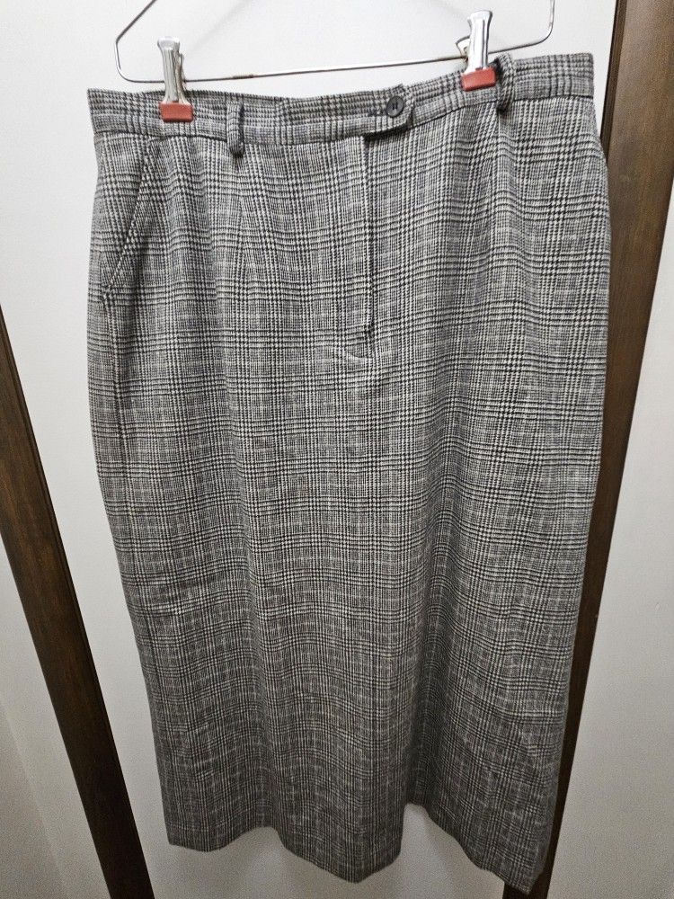 Pendleton Gray Plaid Wool Skirt Midi Size 16