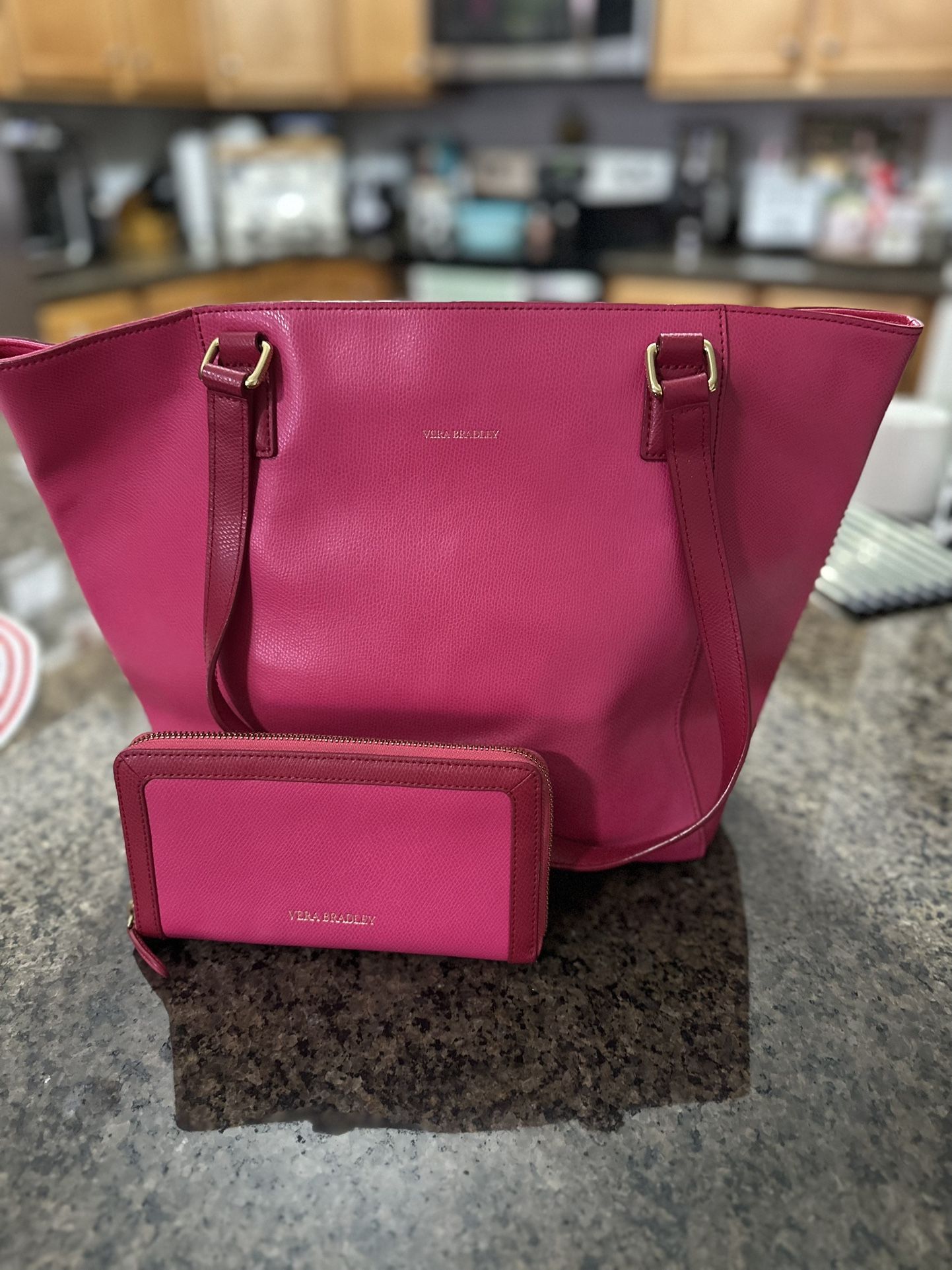 Vera Bradley Leather Handbag & Matching Wallet