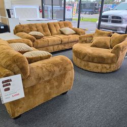 Plush Sofa, Loveseat, and Swivel Chair Set 🚚WE DELIVER🚚