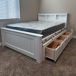 New Full Bed With Drawers And Mattress 