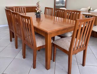 Solid Wood Dining Table with 8 Chairs