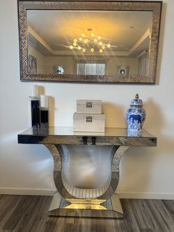 Side table with mirror