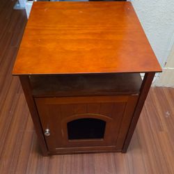 Wooden Cat Litter Box Enclosure End Table