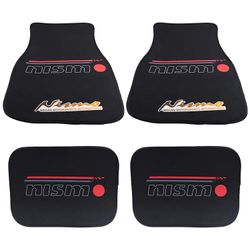 Brand New 4PCS UNIVERSAL NISMO Racing Fabric Car Floor Mats Interior Carpets