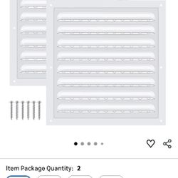 2 Pcs 10 x 10 Inch Aluminum Gable Vents Attic Vents Metal Gable Wall Shed Vent with Screw and Screen Mesh, Square Return Louver Grille for Ventilation