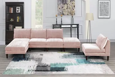 Brand New Pink Modular Design Sectional Sofa w Chair