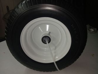 New 16x6.50-8 Lawn and Garden Tire Assembly, White Solid Wheel with 1 in. Bushing, 3-6 in. Center