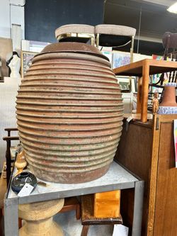 Large Vintage Terracotta Beehive Garden Jar / Planter with Lid