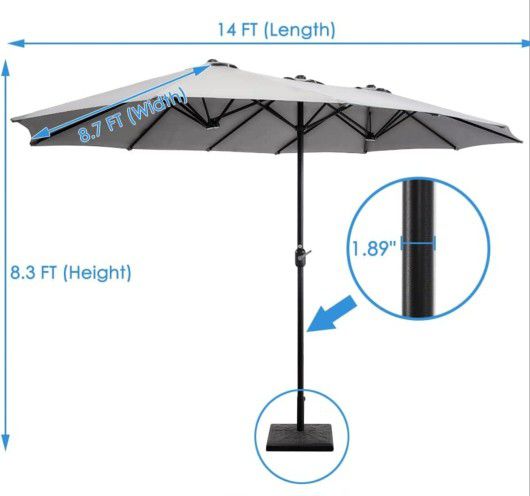 SUPERJARE 14FT outdoor patio umbrella with base 