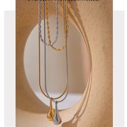 N246- Double Layer Chain Daily Overlay Necklace!