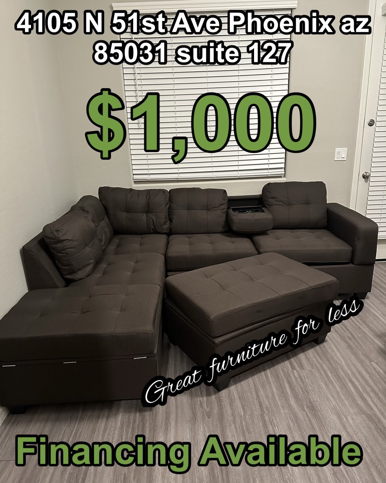 Sectional With Ottoman Brand New