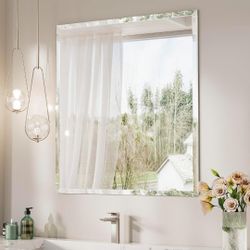 30 x 36 Inch Beveled Bathroom Mirror, Rectangle