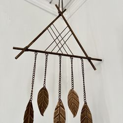 NEW Rustic Bronze Wind Chime With Leaves 