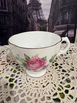 Vintage Royal Stuart Teacup Only, Spencer Stevenson England Bone China, Pink Rose Floral, Replacement Tea Cup, Gold Trim, Mid Century