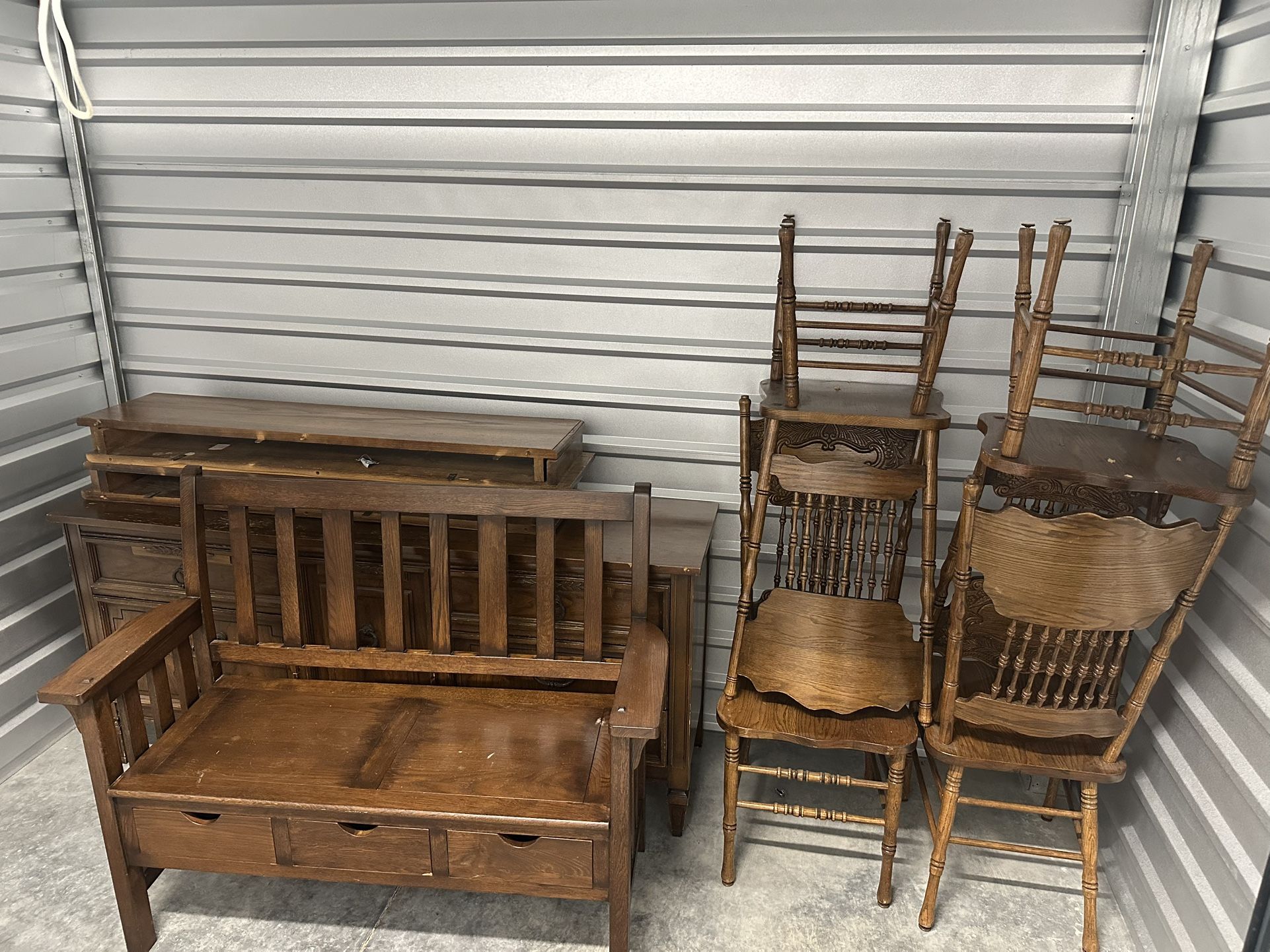 Vintage Dining Set – Table, 10 Chairs, Bench & More!