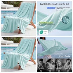 Green Cooling Blanket Twin XL for Hot Sleepers -Summer Cold Blanket with Rayon Derived from Bamboo for Twin Size Bed, Ice Cool Cold Lightweight Arc-Ch