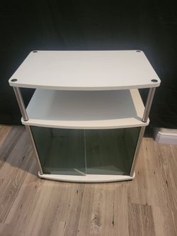 T.V. Stand White Smoke Glass Doors 2 Shelf