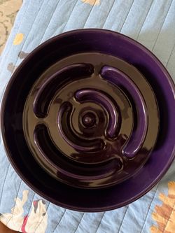 LE TAUCI Dog Bowls Slow Feeder Ceramic, 1.5 Cup Slow Feeding Bowl for Small and Medium Breed, Puzzle Dog Food Bowl for Fast Eater, Maze Purple