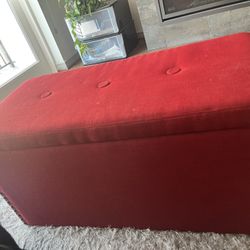 Red Ottoman For Sale. Moving Next Week