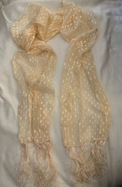 Scarf - Gold Polka Dot With Curly Fringe 