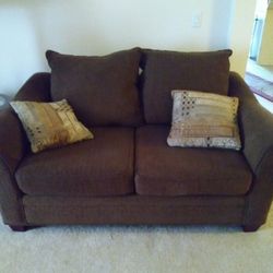 2 CUSHION COUCH/LOVE SEAT FOR SMALL AREA / DARK BROWN