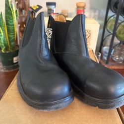 Black leather work boot