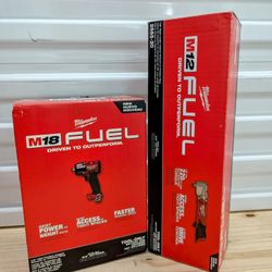 Milwaukee M18 1/2" mid torque impact wrench and m12 1/2" right angle impact wrench (tool only)