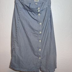 J Crew Womens Skirt Aline Button Front Lightweight Cotton Blue White Size 8