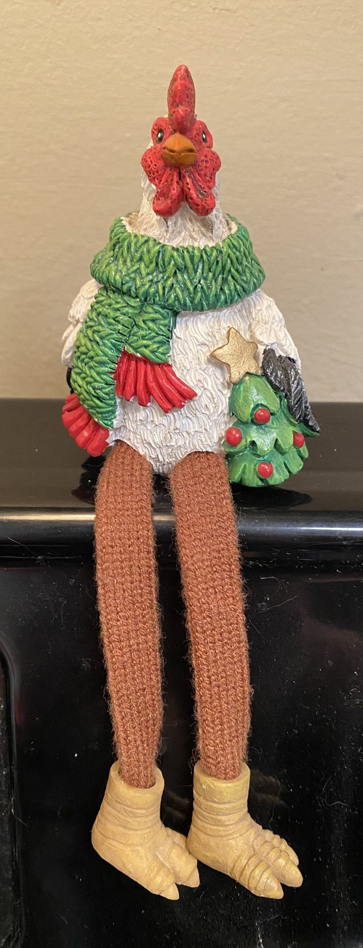 Rooster w/Dangling Legs Holiday Decoration