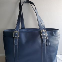 Coach Navy Leather Tote Purse