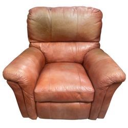 Vintage Basket Leather Recliner Chair – Manual Wood Lever
