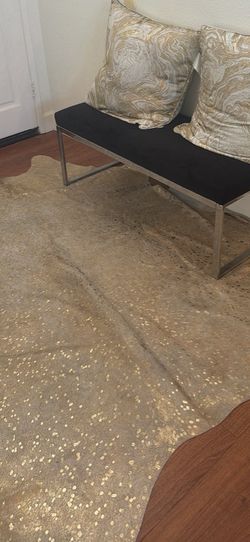 Gold Speckled Cowhide Area Rug