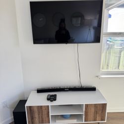 Brand New LG 43” TV with Samsung Sound Bar And Speaker