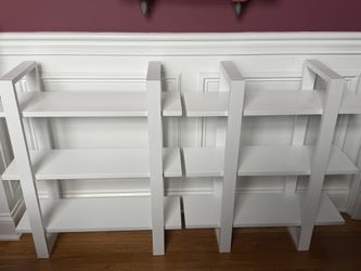 Set Of 4 White Wall Shelves - Solid Wood