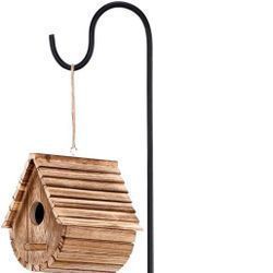 Blulu 34-55 Inch Adjustable Black Iron Shepherds Hook Outdoor and Indoor Shepherd Hook Stand Wind Chime Stand with Base for Wedding Event and Home (Cl
