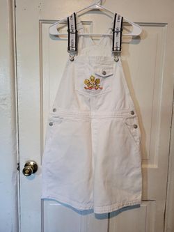 Warner Bros. Studio Store Tweety Bird White Denim overalls Size Large. Vintage